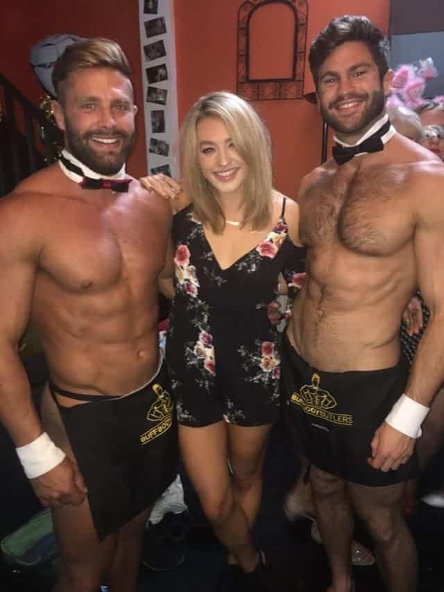 Birthday girl with buff butlers Manchester